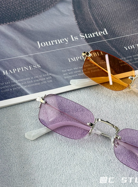 港风无框墨镜复古嘻哈简约高级感