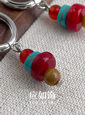 尼泊尔藏式耳环红色耳饰男女中性