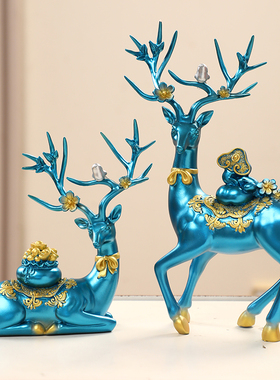 招财麋鹿摆件欧式客厅玄关工艺品