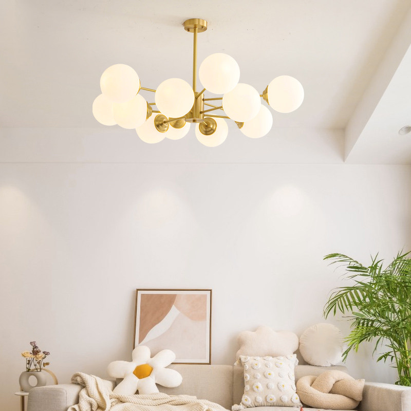 全铜北欧风灯具家用大气魔豆客厅吊灯简约现代圆球轻奢卧室餐厅灯,淘宝优惠券,粉丝福利购,淘宝优惠卷