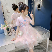 Hanfu Girls Summer Dress 2022 New Childrens DressEs Foreign Style Chinese Style Skirt Summer Girls Costume Skirt