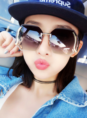 韩版个性方形无框太阳镜高级感防紫外线眼镜墨镜女ins风旅行度假