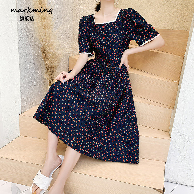 2020新款夏季复古小方领甜美连衣裙 markming连衣裙