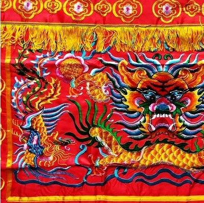 1米刺绣桌围大龙头供桌布佛台围布绣品民间神明佛桌布围桌裙红色,淘宝优惠券,粉丝福利购,淘宝优惠卷