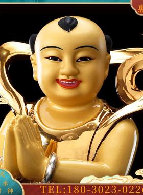 台湾铜鎏金金童玉女佛像家用童男童女善财童子龙女佛像工【议价】
