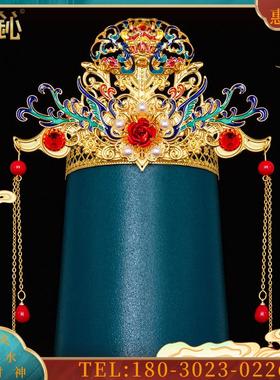 蓝双凤冠精品仙家头饰王母观音戴的帽子神像佛像小配件