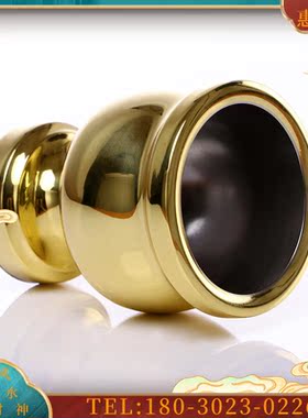 圆通佛具摆件台湾黄铜供杯万玉堂圣水杯净水杯光身高脚供【议价】