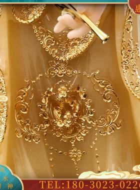 汉白玉石雕黄玉镶金西方三圣神像阿弥陀佛观音佛像家用供【议价】