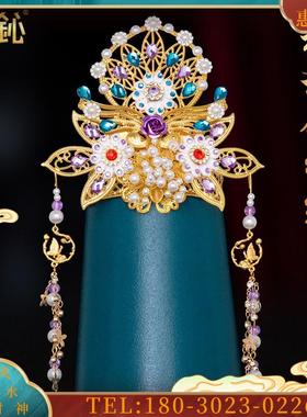 精品凤冠霞帔佛像小配件黑老太王母娘娘配饰纯手工领结冠