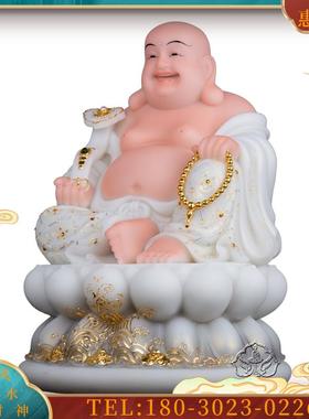 12/16/19/26英寸汉白玉弥勒佛像坐莲笑佛大肚佛未来佛摆件