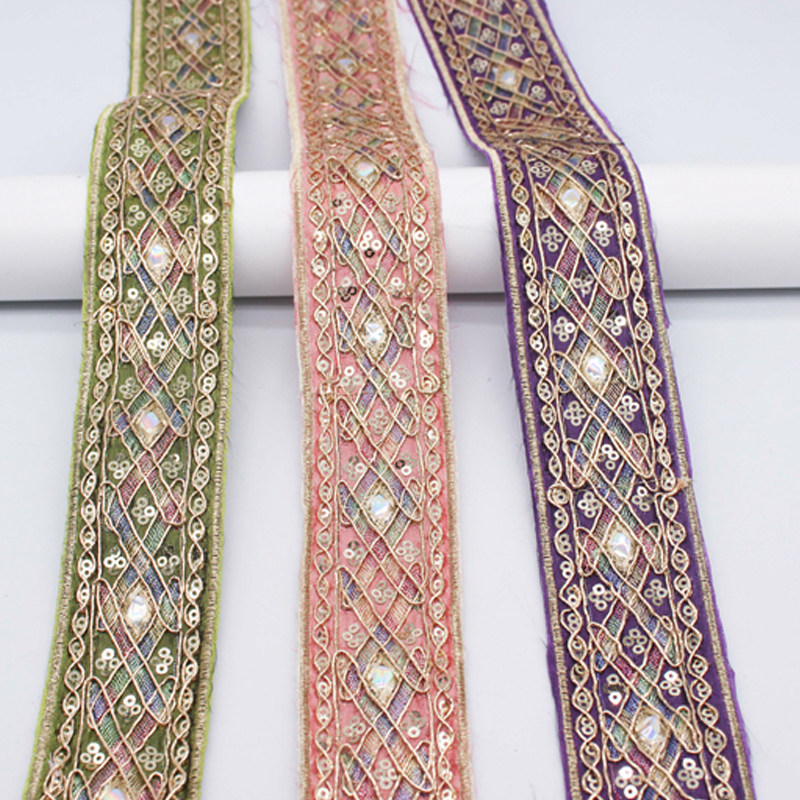 白色傣族服装花边辅料 刺绣菱形亮片织带手工diy服装领口配饰花边,淘宝优惠券,粉丝福利购,淘宝优惠卷