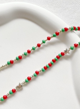 原创项链串珠手工圆珠链女琉璃