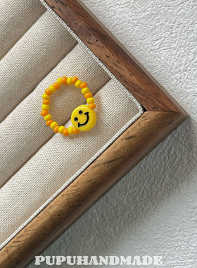 PUPU手工aespa金冬天彩色串珠戒指弹力小众简约百搭ins风