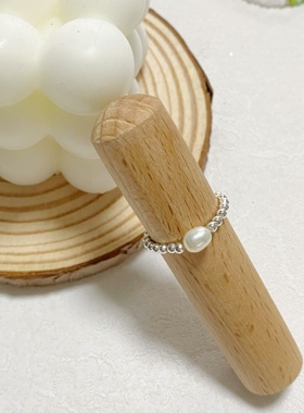 PUPU原创手工「一颗珍珠」S925纯银串珠戒指女天然淡水珍珠简约