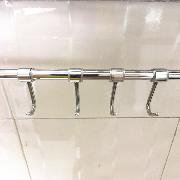 纯正不锈钢置物架浴室厨房调味料壁挂带钩卫生间单层收纳架子带杆-图3