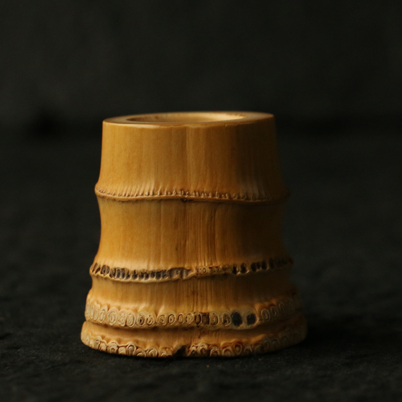 一物一拍精品纯手工雕刻天然密节老竹根盖置竹雕茶具壶盖隔热垫置-图3