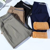 Middle Aged Mother Pants Autumn Winter Style Add Suede Thick High Waist Straight Cylinder Casual Long Pants Fit Outside Wearing Middle-Aged Girl Pants