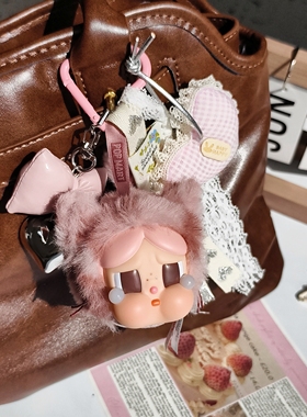 正版泡泡玛特哭蛙crybaby豹豹猫猫搪胶毛绒挂件