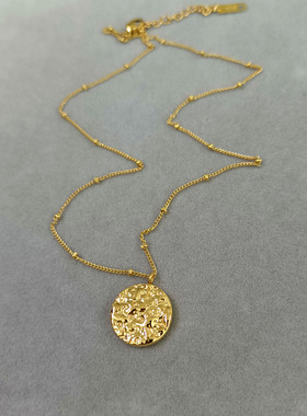 欧美金币项链钛钢简约毛衣链