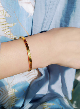 HuoTing钛钢高保色手镯防过敏