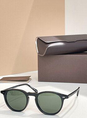 日系复古圆形手工双色防晒墨镜