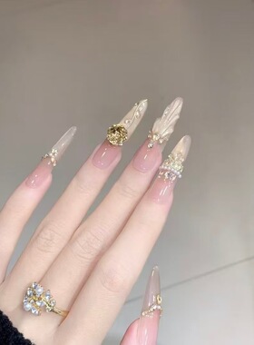 手工儿童美甲穿戴甲高级感中长款小女孩指甲贴片2026新款指甲贴片