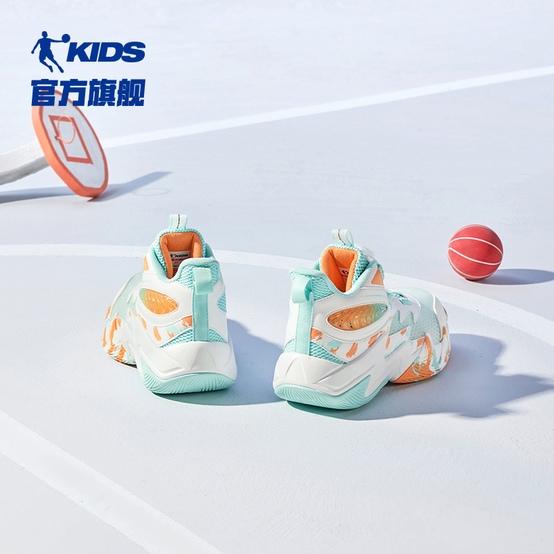 中国乔丹童鞋儿童篮球鞋男童旋钮扣2024夏季新款透气中大童运动鞋
