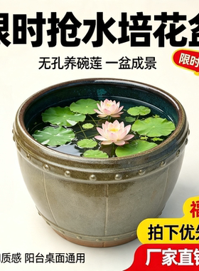 陶瓷无孔水养木桶水培盆