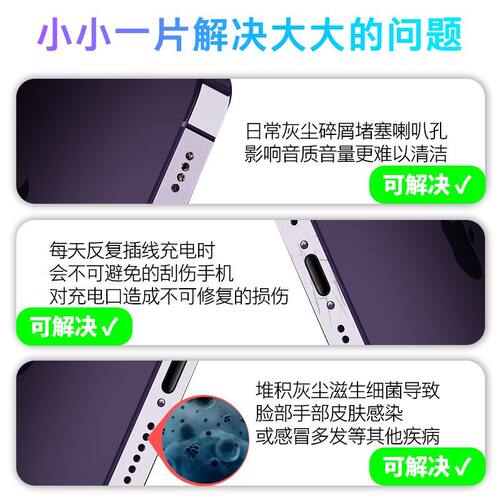 苹果17promax手机防丢防尘塞16Pro喇叭孔防尘贴iPhone15扬声器防尘网15Plus合金电源塞硅胶13喇叭防尘配件16e - 图2