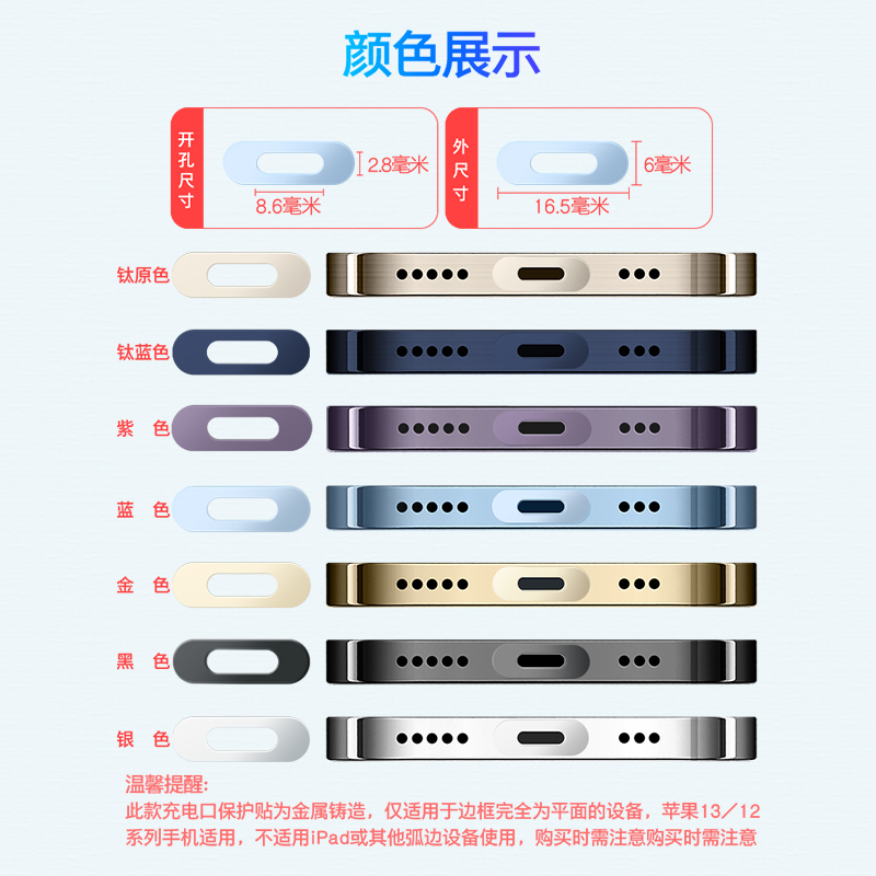 苹果15promax手机充电口防刮保护贴金属iPhone14电源口贴膜15Pro数据口保护膜苹果14Plus尾插充电口膜12配件