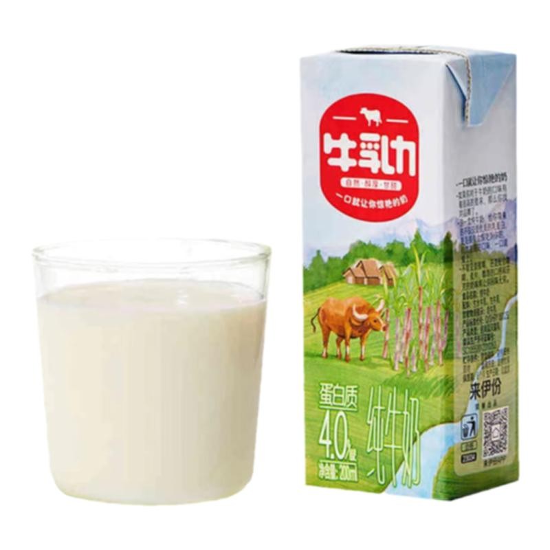 来伊份牛乳力纯牛奶200ml*12盒/箱生水牛乳钙蛋白整箱营养早餐奶 - 图3