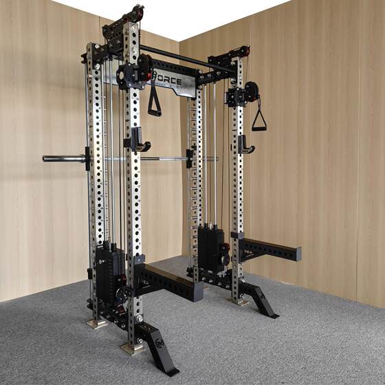 Fixed pulley double fly squat rack fly