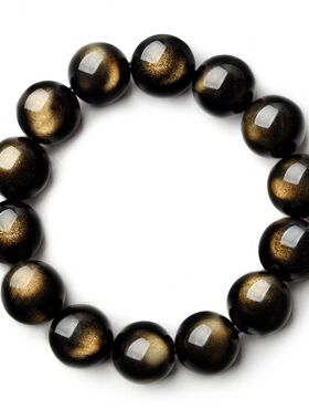 金曜石手串女男双眼彩虹猫眼黑耀石貔貅水晶玛瑙散珠子黑曜石手链