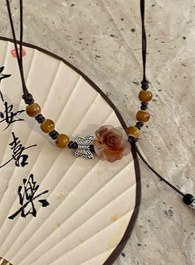 E「记忆胶卷」复古棕色胶片相机项链春夏新款新中式可调节锁骨链