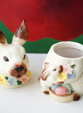 立体摆件收纳罐兔子客厅装饰可爱