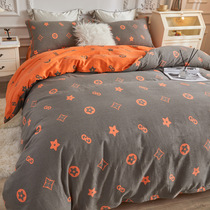 Thickened pure cotton mill wool quilt cover single piece of autumn and winter brief all cotton single 1 5 double 200x230 quilt cover four pieces