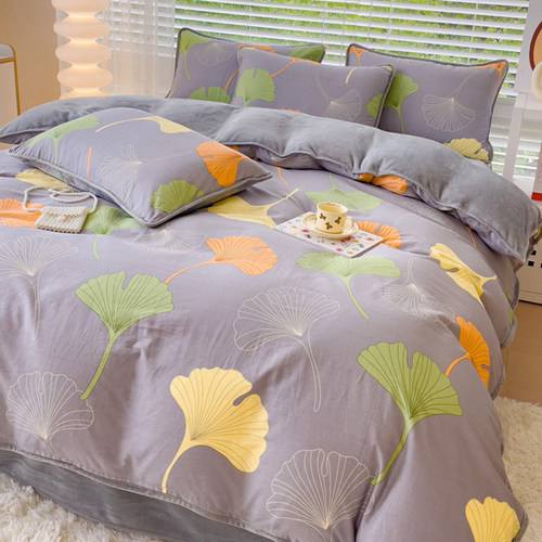 冬季ab面纯棉牛奶绒被套单件全棉珊瑚绒法莱绒加厚加绒被罩三件套 - 图3