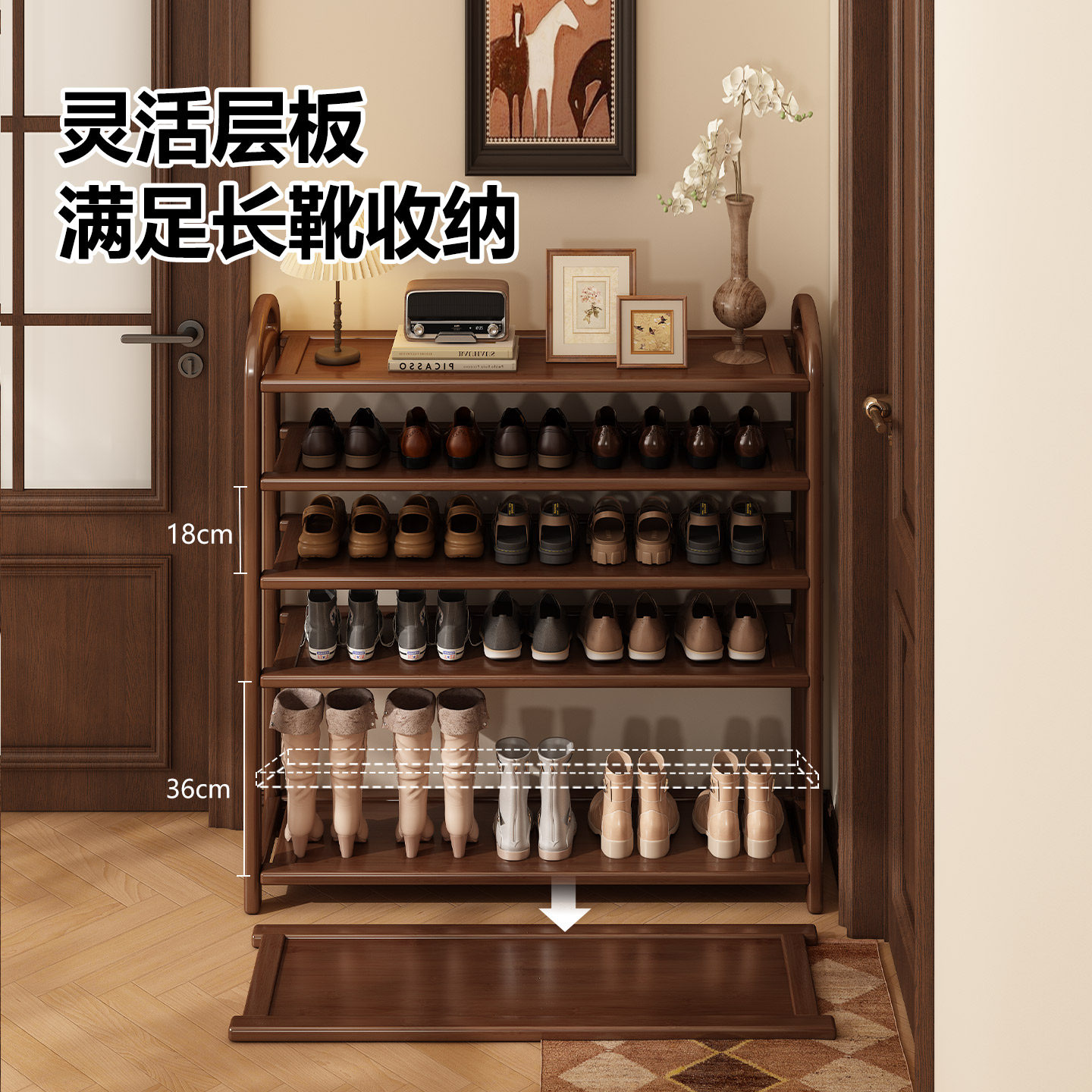 鞋架子家用门口多层中古鞋柜楼道入户门鞋子收纳置物架轻奢高级感,淘宝优惠券,粉丝福利购,淘宝优惠卷