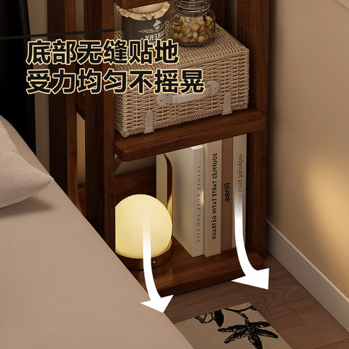 实木书架落地置物架卧室床头转角窄书柜一体靠墙客厅多层简易柜子 - 图2