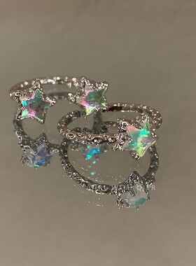 梦幻五角星戒指女ins小众设计轻奢开口食指戒时尚个性高级感手饰