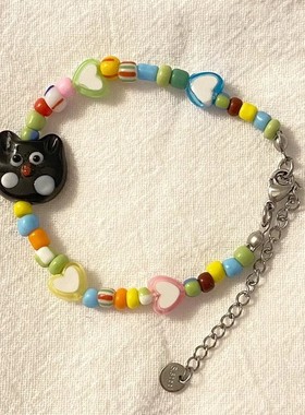 可爱个性设计感搞怪猫咪手链女甜酷小众轻奢高级时尚气质独特手饰