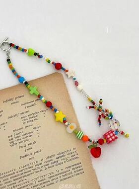 夏日多巴胺彩色甜酷小众锁骨链