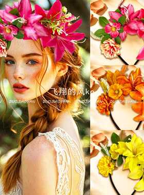 波西米亚时尚发饰原创欧美森系仿真花朵发箍新娘婚礼拍照头花头饰