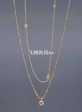 Y型链轻奢方钻回形针链小众设计感锁骨链欧美风叠戴项链套装