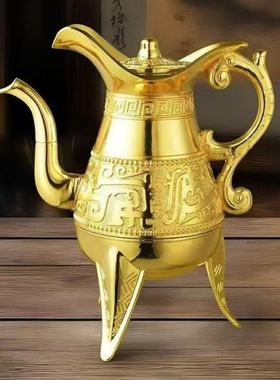 酒具摆件酒樽镀金工艺品三足爵杯帝王酒樽酒鼎杯酒具礼品收藏品