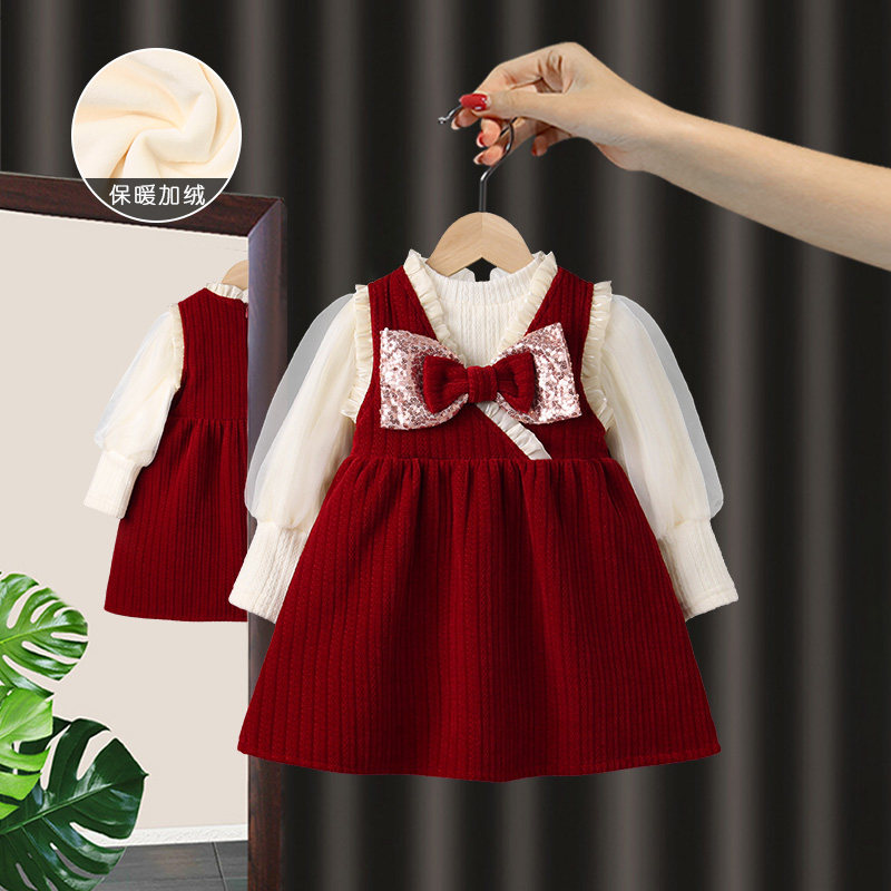 女童连衣裙2025秋冬新款周岁礼服女宝宝加绒加厚洋气时髦套装裙子,淘宝优惠券,粉丝福利购,淘宝优惠卷