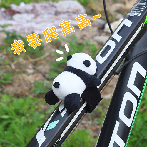 可爱自行车电动车电瓶摩托车山地车把装饰熊猫公仔创意小挂件配件 - 图0