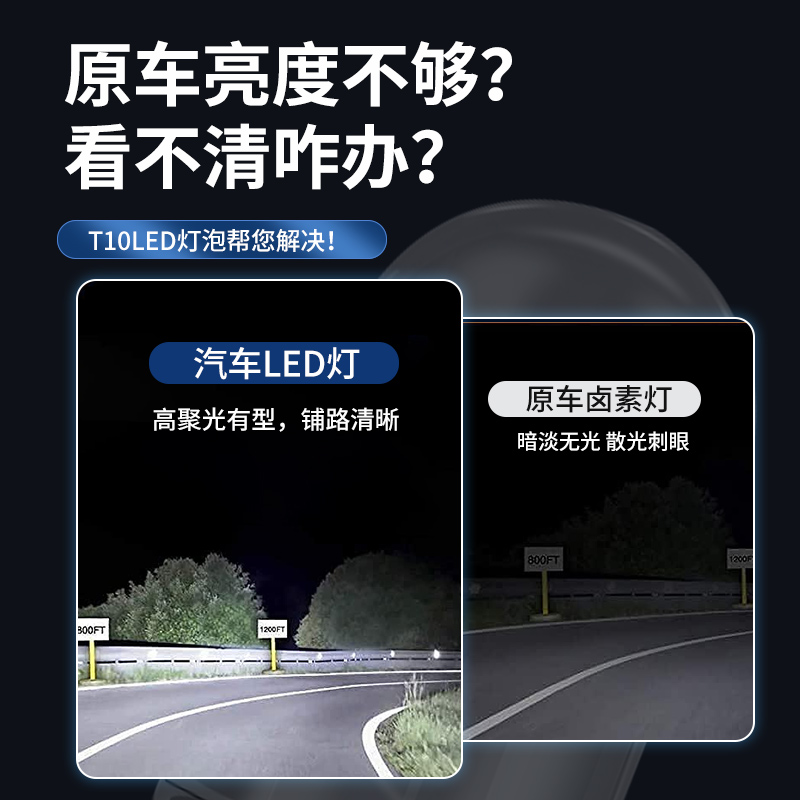 汽车货车通用t10led灯泡改装示宽灯24V超亮12V汽车牌照插泡阅读灯-图1