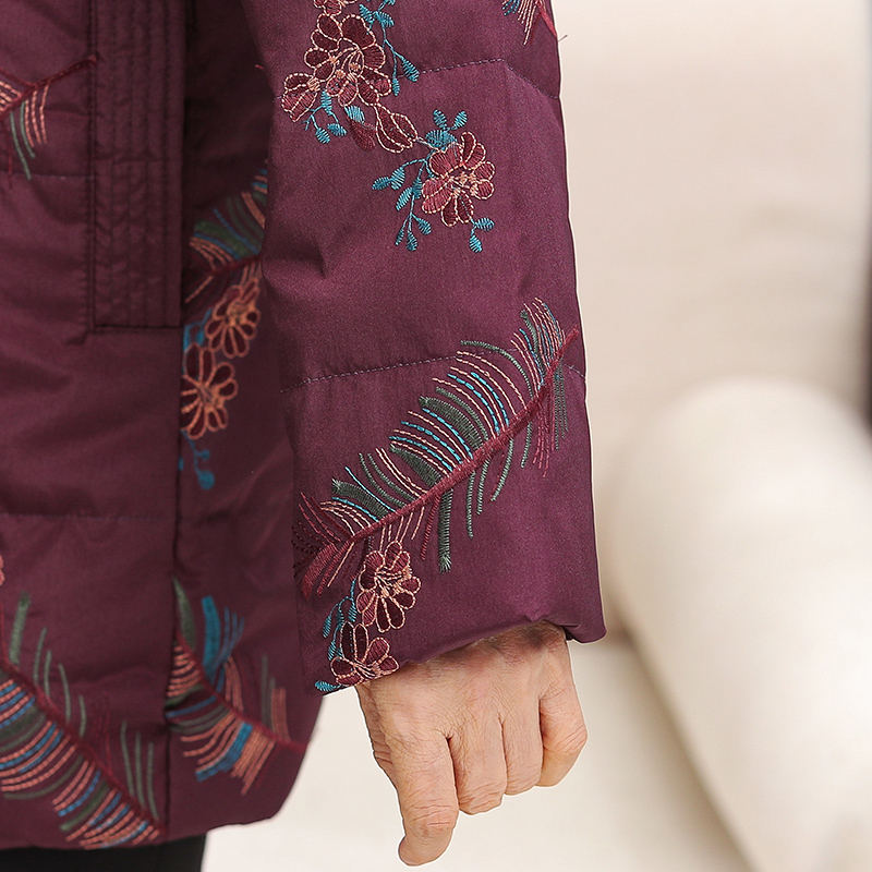 发财花旗舰店老年人女装奶奶冬装白鸭绒羽绒服保暖外套妈妈秋冬中长款加厚棉衣3