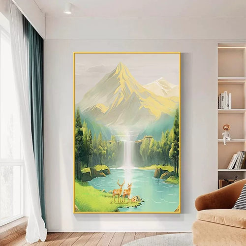 奶油风玄关装饰画小清新客厅落地画现代简约日照金山卧室饭厅壁画 - 图2